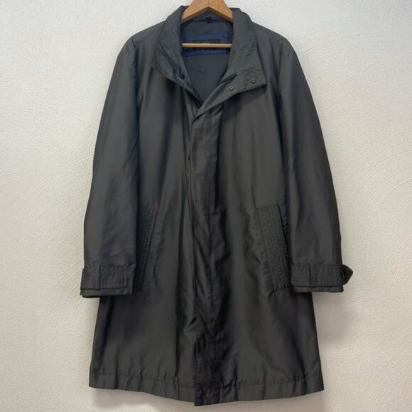 BOSS Hugo Boss Classic Trench In Gray-Green Waterproof Jacket Sz Medium* - Picture 1 of 5